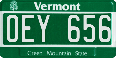 VT license plate OEY656