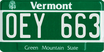 VT license plate OEY663