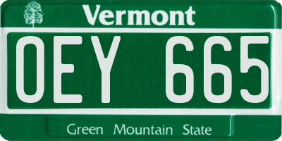 VT license plate OEY665