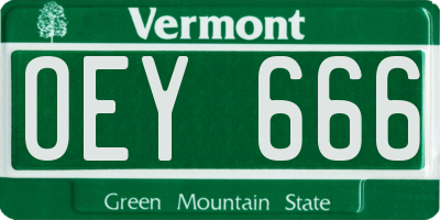 VT license plate OEY666