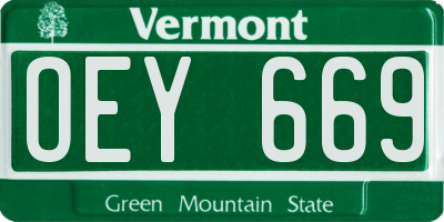 VT license plate OEY669