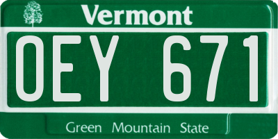 VT license plate OEY671