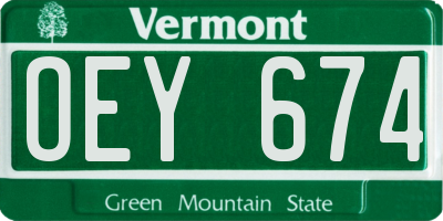 VT license plate OEY674