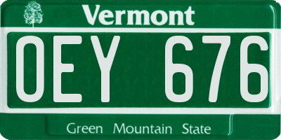 VT license plate OEY676