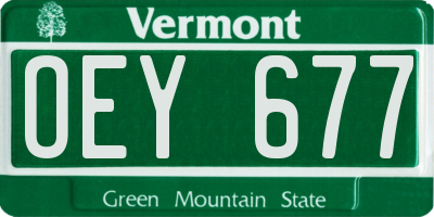 VT license plate OEY677