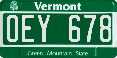 VT license plate OEY678