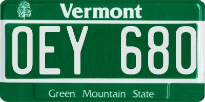 VT license plate OEY680