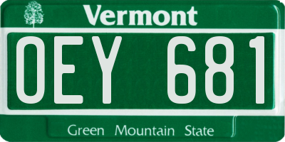 VT license plate OEY681
