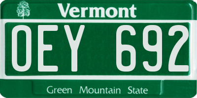 VT license plate OEY692