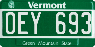 VT license plate OEY693