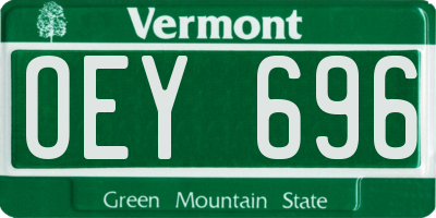 VT license plate OEY696