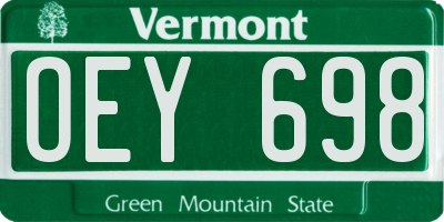 VT license plate OEY698