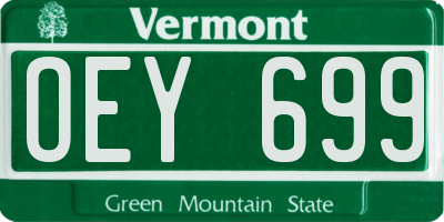 VT license plate OEY699
