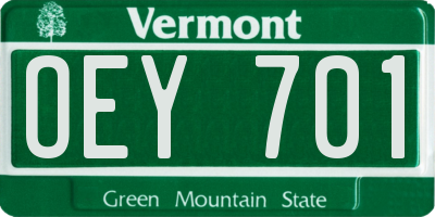 VT license plate OEY701