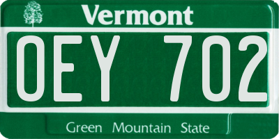 VT license plate OEY702