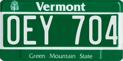 VT license plate OEY704