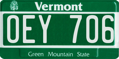 VT license plate OEY706