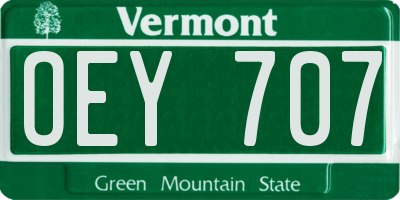 VT license plate OEY707