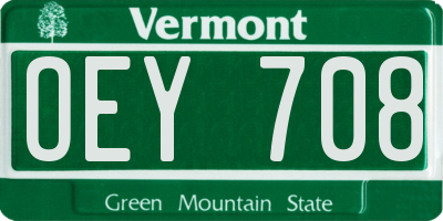VT license plate OEY708