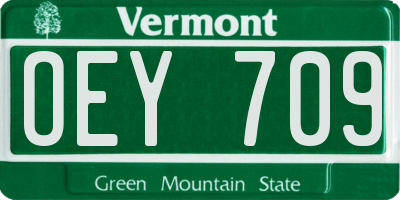 VT license plate OEY709