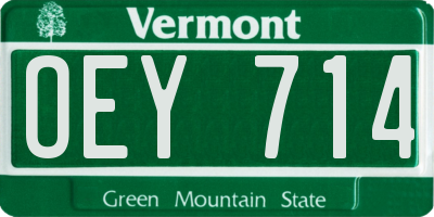 VT license plate OEY714
