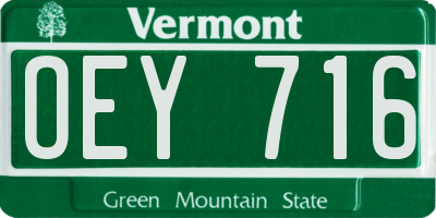 VT license plate OEY716
