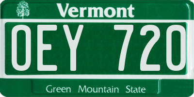 VT license plate OEY720