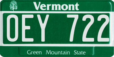 VT license plate OEY722