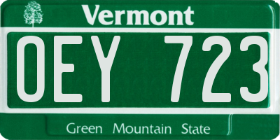 VT license plate OEY723