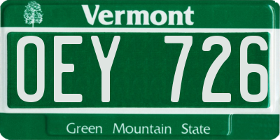 VT license plate OEY726