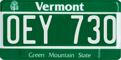 VT license plate OEY730
