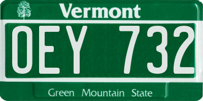 VT license plate OEY732