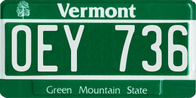 VT license plate OEY736