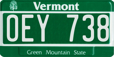 VT license plate OEY738
