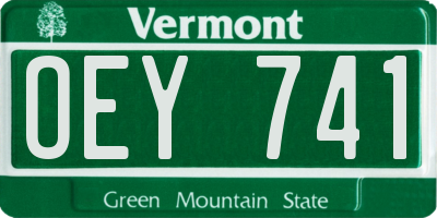VT license plate OEY741