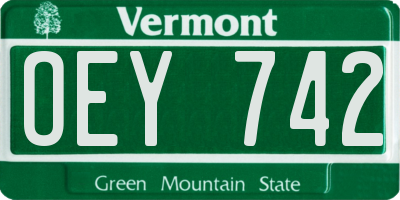 VT license plate OEY742