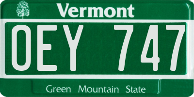 VT license plate OEY747