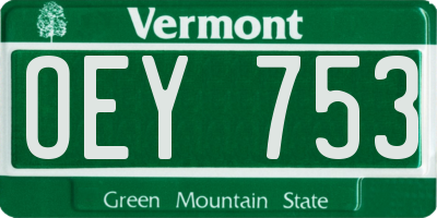 VT license plate OEY753
