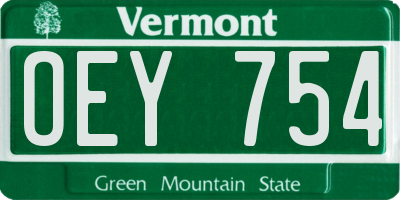 VT license plate OEY754