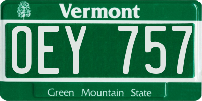 VT license plate OEY757