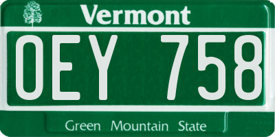 VT license plate OEY758