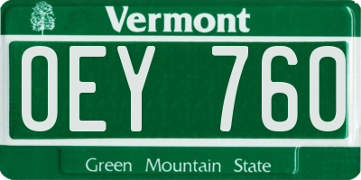 VT license plate OEY760