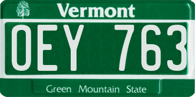 VT license plate OEY763