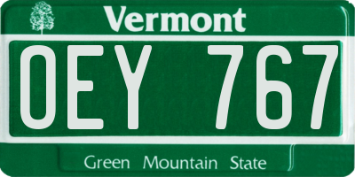 VT license plate OEY767