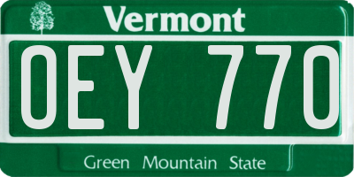 VT license plate OEY770