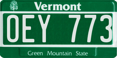 VT license plate OEY773