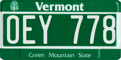 VT license plate OEY778