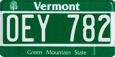 VT license plate OEY782
