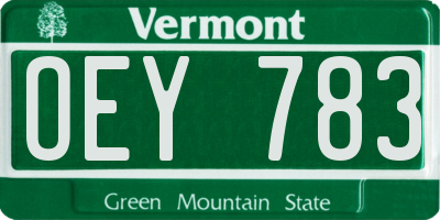 VT license plate OEY783