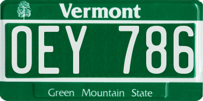 VT license plate OEY786